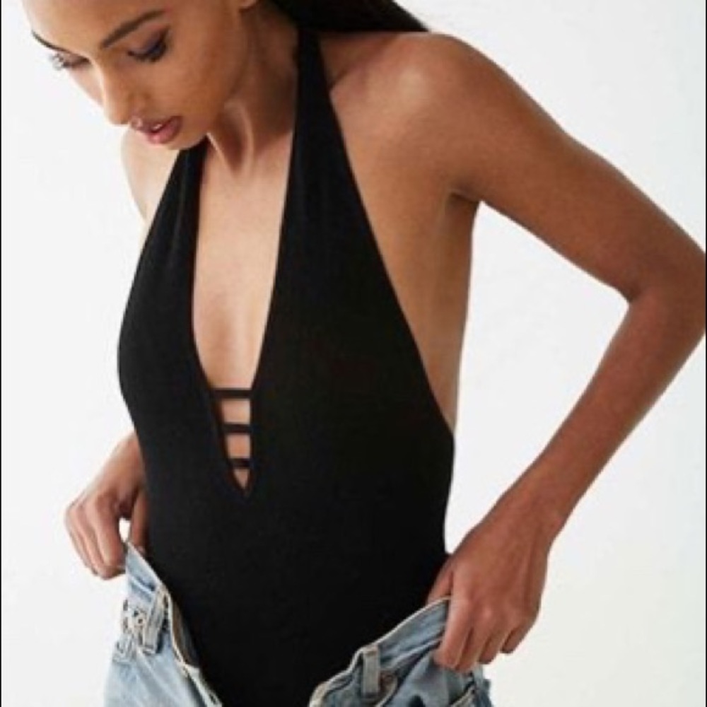 Seamless Halter Ladder Cutout Open Back Bodysuit